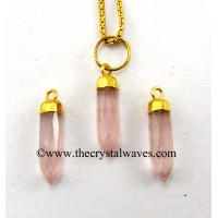 Rose Quartz Small Bullet Gold Electroplated Pendant